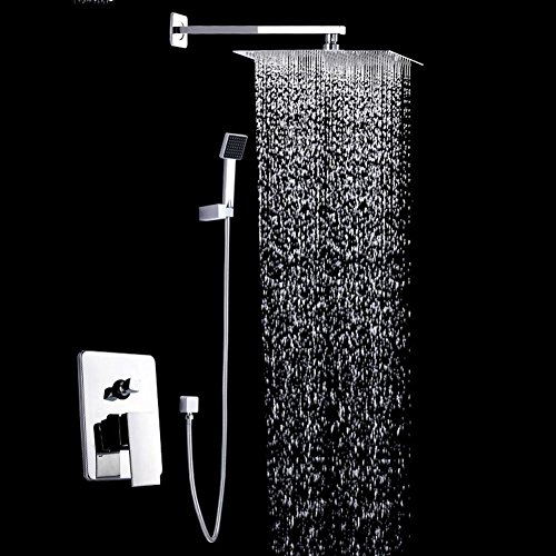 Preisvergleich Produktbild Design Duschset Dusche Duschstange Handbrause Regenbrause Kopfbrause Chrom Antikalk Seifenablage von Sanlingo