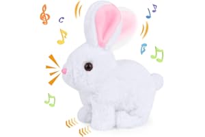 CLIUNT Juguete de Peluche de Conejo Eléctrico, Conejo de Peluche Electrónico Interactivo, Eléctrico Peluche Juguete con Sonidos y Movimientos para Niñas Niños