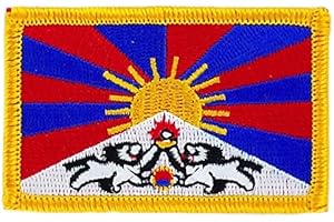 AKACHAFACTORY Patch écusson brodé drapeau tibet tibetain flag thermocollant insigne blason