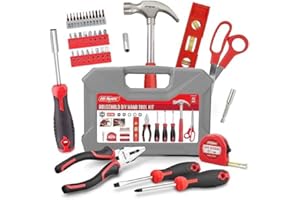 Hi-Spec Boîte à Outils Rouge 42 Pièces – Mallette Outils pour Maison avec Marteau, Pinces, Tournevis – Parfait Cadeau Noël & Bricolage