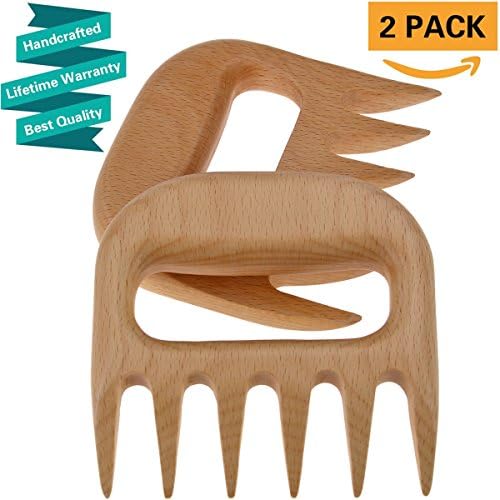 Meat Claws Bear Paws Shredders Pulled Pork (2pcs) Wooden Solid design Carving Forks shredding for BBQ accessories Tool