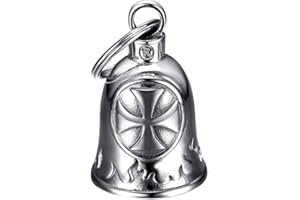 BOBIJOO Jewelry - Campana moto Croce templare portafortuna in acciaio inox Argento