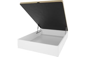 amuéblate online - Canapé Abatible de Madera Súper Reforzado con Gran Capacidad, Esquinas Redondeadas, 150 x 190, Blanco