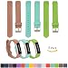 Produktbild 3pcs Fitbit Alta Ersatzarmband Armband Zubehörteil + Freie HD Displayschutz, iFeeker Soft Silikon Einstellbar Metallschnalle Entwurf Gurt Uhrenarmband für Fitbit Alta Tätigkeitsverfolger (Kein Fitness Tracker) - (Khaki + Knickente + Kalk)