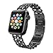 Produktbild Armband Für Apple Watch Strap 38mm, AISPORTS iWatch Uhrenarmband 38mm Edelstahl Cowboy Kette Design Smart Watch Ersatzband Armband Schnalle Schließe Wristband für 38mm Apple Watch Series 3/2/1,Sport,Edition - Schwarz
