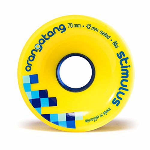 Orangatang Stimulus 70 mm 86a Freeride Longboard Skateboard Wheels (Yellow, Set of 4)