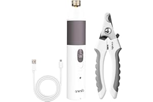 ANIMIGO Lima de Uñas Para Perros y Gatos, Con Cortaúñas y Muela de Diamante Extra, Silencioso y Seguro - Batería Recargable, USB y Cable, 2 Velocidades, Cuidado de Patas Gatos y Perros de Todos los Tamaños