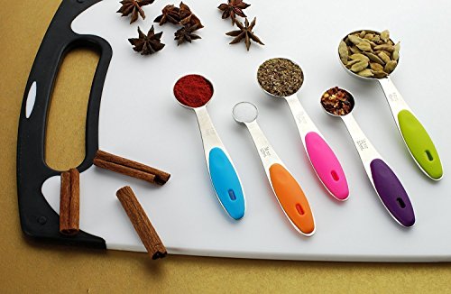 Leisial 5Stk Messbecher Messlöffel Set Silikon Griff für Küche Backen - 5