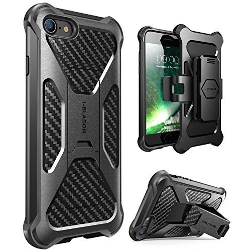 iPhone 7 Case, iPhone 8 Case, i-Blason Transformer [Kickstand] Apple iPhone 7 / iPhone 8 [Heavy Duty] [Dual Layer] Combo Holster Cover case with [Locking Belt Swivel Clip] (Black)
