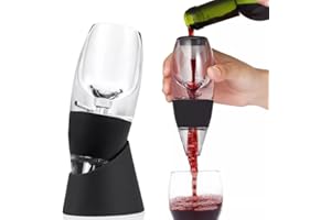 HOMITEC Decantador de Vino, aireador para Botellas de Vino - con filtro y soporte para verter vino profesional Negro