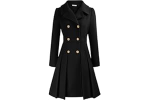 GRACE KARIN Femme Elégant Coat Manches Longues au Genou Manteau d'hiver à Revers A-line Chaud en Hiver