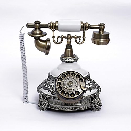 Antique European-style telephone rotary dial fashion dial telephone retro phone home landline telephone white