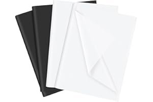 LZRINUE 60 Feuilles de Papier de Soie Blanc et Noir, 35 x 50 cm pour Emballage Cadeau d'Anniversaire, Artisanat d'Art et Mariage