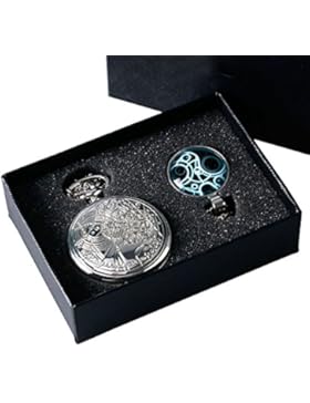 yisuya® Retro Doctor Who Silber Taschenuhr mit Silber Halskette Kette + Anhänger + Geschenk-Box