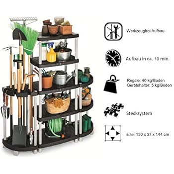 Kreher Variabler Gartengerätehalter aus robustem Kunststoff in Schwarz