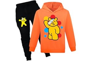 NILKOOZ Girls Tracksuits Cartoon Bear Cat Printing Hoodie & Joggers Pant Outfit 2pcs Set Unisex Kids Tracksuit Clothing