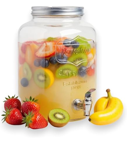 Distributeur à Boissons En Verre 5L Avec Robinet - Support Bambou Et Pierres Thérapeutiques - Design Naturel Et élégant