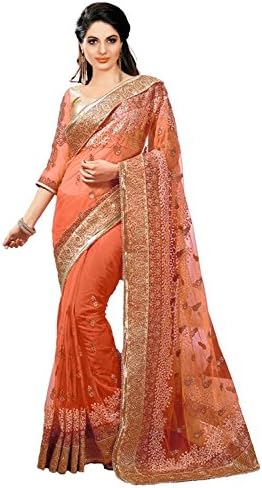 PANASH TRENDSWomen's Net Heavy Embroidery Work Saree