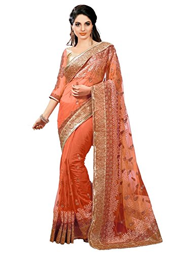 PANASH TRENDSWomen's Net Heavy Embroidery Work Saree