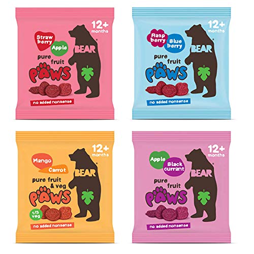 BEAR Nibbles Artic, Dino, Jungle, Safari PAWS Pure Fruit Shapes Selection 4 x 5 x 20g