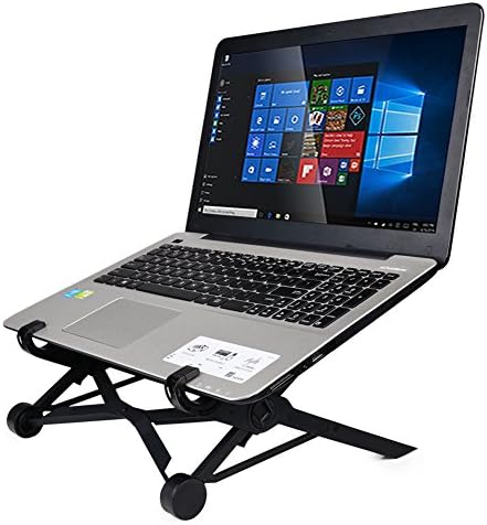 Portable Adjustable Folding Laptop Stand, Jiedu Travel Portable Foldable and Adjustable Notebook Stand Holder Eye-Level Ergonomic Lightweight Compact Universal Fit for Macbook and other Laptop-Black