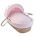 Clair de Lune Waffle Palm Wicker Moses Basket (Pink)