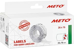 Original Meto prisetiketter (26x16 mm, 2 rader, 6 000 stycken, vit, permanent, prisetiketter för Meto, Contact, Sato, Avery