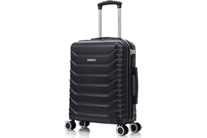 RAYKONG Valigia a mano 55x40x20cm (40L) in ABS+PC | 4 ruote girevoli a 360º | lucchetto incorporato | 20 pollici - (RK12|Nero)