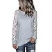 Produktbild Hffan Damen Langarm Bluse Elegant Spitze blusen Casual Rundhals Langarmshirt Hemd Slim Einfarbig T-Shirt Oberteil Shirt Crop Tops mit Volants am Ärmel Pullover Sweatshirt (Grau, S)