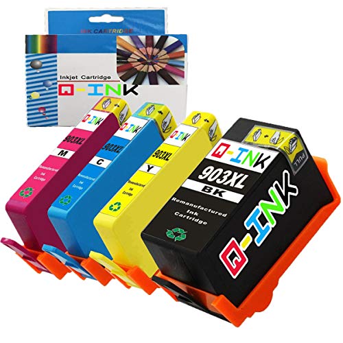 Qink Remanufacturados para HP 903XL 903 Cartuchos de tinta de alta Rentabilidad para Pro 6950 6960 6970 6975 Impresoras Officejet (1BK+1C+1M +1Y)