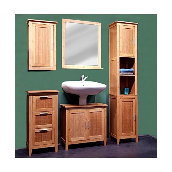 osoltus Bali Bambus Badschrank Hängeschrank Wandschrank B42xH70xT20