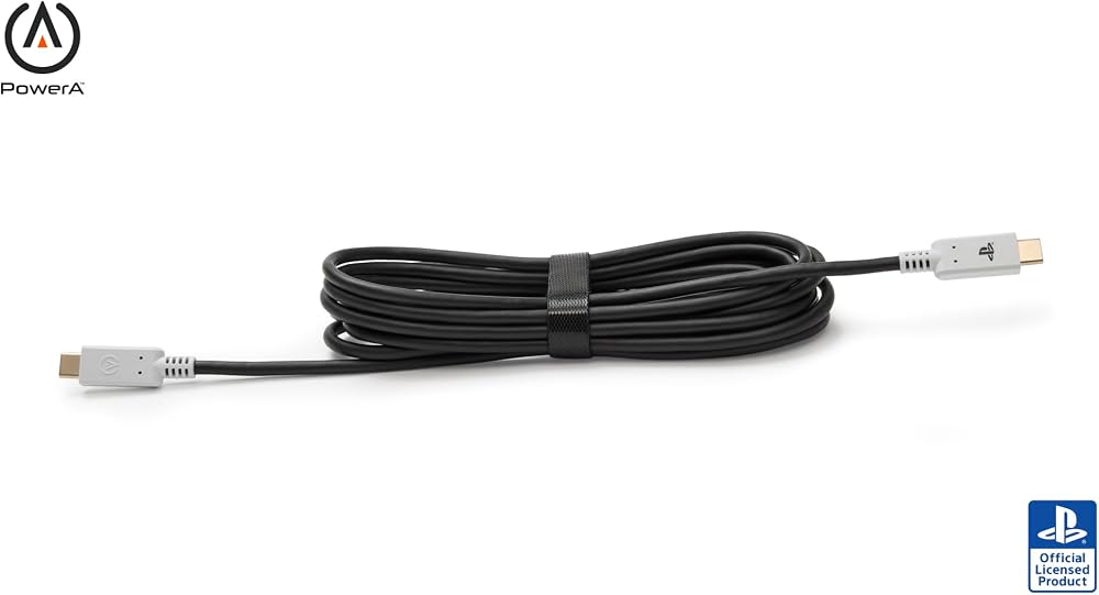 PowerA -USB-C® - USB-C-3 m kablo PlayStation®5 için, şarj ve oyun, şarj, DualSense Edge uyumlu, PSVR2 uyumlu, PS portal uyumlu, resmi lisanslı