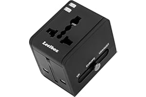 Adaptador Enchufe Universal, Leelbox Adaptador de Viaje Internacional con 2 USB, Cargador Universal para USA EU UK AU Acerca Japón Australia Canadá de 150 Países