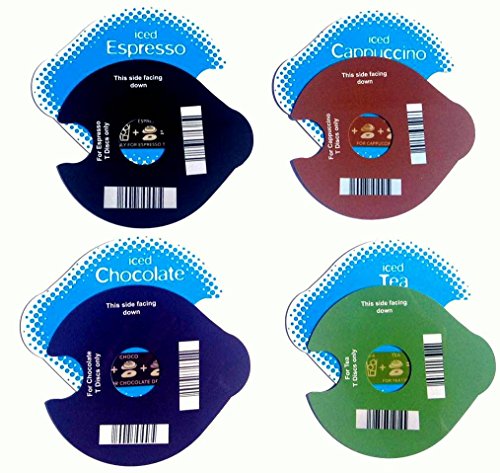 4 Reuseable Ice t-discs for Tassimo. Per cappuccino, caffè, tè e cioccolata