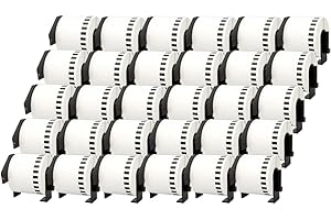 TONER PACK DK-22205 Compatible Rollo de Etiquetas DK-22205 [62mm x 30.48m] - Cinta continua de papel blanca para Brother P-Touch QL-500 550 570 700 710W 720NW 800 810W 820NWB 1050 1100 (30 Unidades)