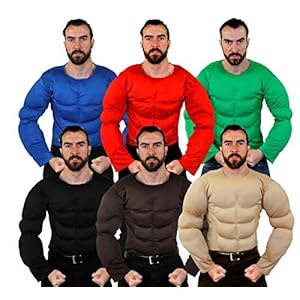 Adulto Músculos Pectorales – Perfecto Accesorio Traje Halloween o para Superhéroe Disfraz – Estándar y tamaño extra grande – Disponible en 6 COLORES: Beis / Piel, marrón, negro, verde, rojo, Azul