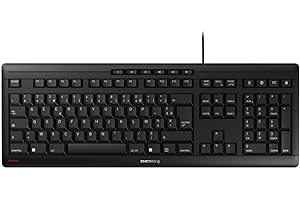 CHERRY STREAM KEYBOARD, clavier filaire, layout français (AZERTY), frappe silencieuse, sensation de frappe unique, design plat, noir