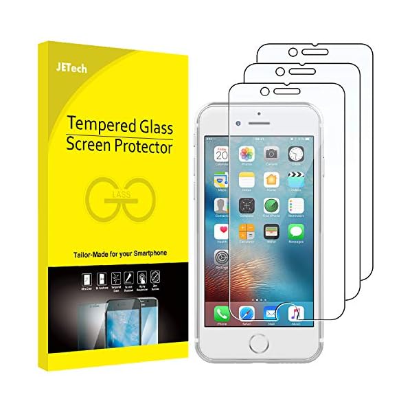 JETech Protector de Pantalla para iPhone 6, iPhone 6s, iPhone 7, iPhone 8, Vidrio Templado, 3 Unidades