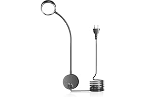 Luxvista LED Leselampe Wandmontage,28cm Biegsamen Schwanenhals Lampe 5W LED Leselampe Bett mit Schalter,Bettleuchte Warmweiß 3000K für Bett, Schlafzimmer Büro(Schwarz)