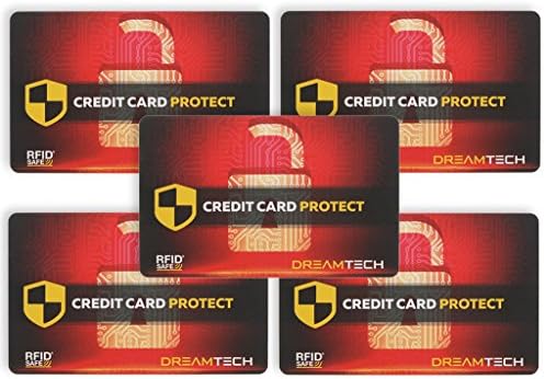 5 x DreamTECH RFID & NFC Blocking Card - Ultimate Anti-Theft Security for Credit/Debit/ID Card. Secure Your Identity and Financial Information with a Unique Slim-Design Card Protector