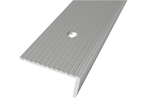 INTERPROFILES Anodised Aluminium Anti Non Slip Stair Edge Nosing -Trim- 40 x 20mm lengt 900mm (2.95FT) Silver Gold CHAPMAGNE (35.41"in x 1.57in x 0.78in) IP40 TMW Profiles (Silver)