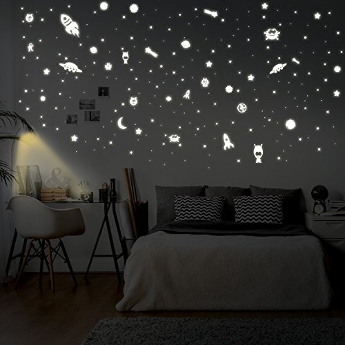 Wandkings „Weltall XL-Set“ Wandsticker / 359 Sticker / Fluoreszierend & im Dunkeln leuchtend - 3