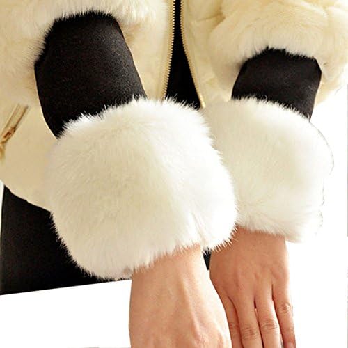 1 Pair of Comfortable Faux Fur Armwarmer Windproof Wrist Band Soft Cuff Warmer Cuff Accessories Winter Strechy Wrist Warm (white)
