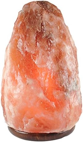 Salt Kingdom Himalayan Natural Shape Crystal Rock Night Light Salt Lamp Ionic Air Purifier, Decorative Genuine Wood Base with Cord, UK Plug Electric Wire, Light Bulb 3 Kg