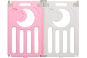 Dripex Parc bebe modulable plastique, panneau pour parc bebe modulable, 2 panneaux, Rose et blanc