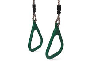 HIKS® Set of 2 Green Adjustable Gym Rings for Childrens Kids Climbing Frames and Swings