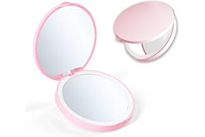 Giazee Compact Mirror with LED Lights, 1x/2x Magnifying Compact Mirror, Portable Travel Makeup Mirror for Handbag, Lightweight Lighted Mirror