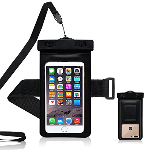 Custodia Impermeabile Cellulare, RosyHeart Trasparente Custodia Smartphone Impermeabile con Fascia Sportiva da Braccio, Universale Waterproof Cover per Apple iPhone X, se/5s, 6/7/8, 6/6s/7/8 plus, Samsung S9, S8, S7/s7edge, s6/s5/s4, Huawei P8, p9, P10/p10 lite, Xiaomi, Meizu, Moto,Asus, LG, Sony, ecc - Nero