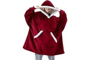 DOUUCO Sweat à Capuche Couverture à Capuche surdimensionnée Sweat Plaid a Capuche Pull apuchon Sherpa Peluche à Manches TV Plaids Couvertures Une Taille pour Tout Le Monde
