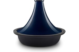 La Fonderie 1890 Tajine Induction Tous Feux en Fonte émaillée TINGHIR, Bol en Fonte, Couvercle, Tajines et Couscous, Capacité 2,5 L, Bleu